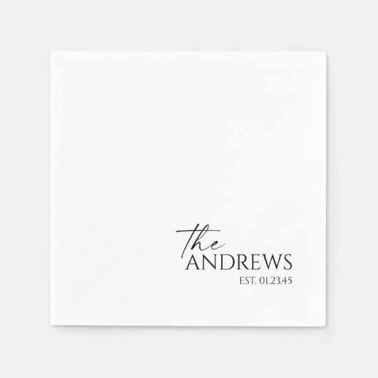 Moderne grillige gepersonaliseerde bruiloft servet (Voorkant)