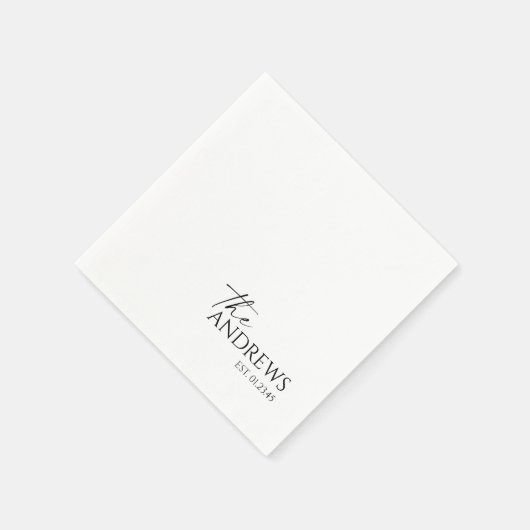 Moderne grillige gepersonaliseerde bruiloft servet (Hoek)