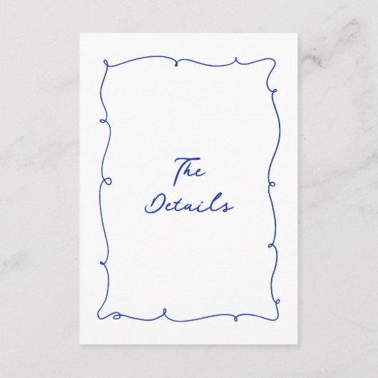 Moderne grillige golvende hand getekende bruiloft  informatiekaartje (Achterkant)