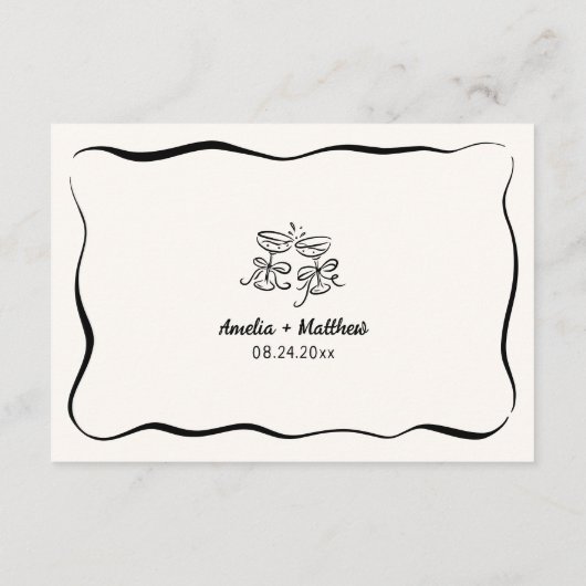 Moderne & grillige Hand getrokken bruiloft details Informatiekaartje (Achterkant)