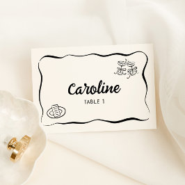 Moderne & grillige Hand getrokken Place Card Kaart