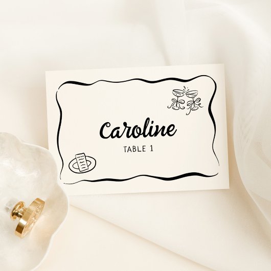 Moderne & grillige Hand getrokken Place Card Kaart