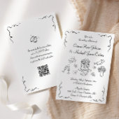 Moderne grillige Hand getrokken QR code bruiloft Kaart