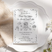 Moderne grillige Hand getrokken QR code bruiloft Kaart