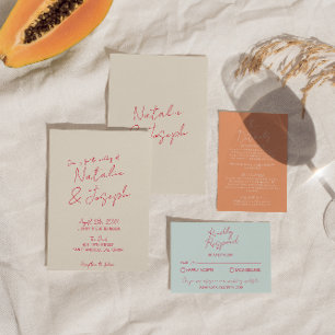 Moderne grillige handgeschreven leuke retro bruilo kaart