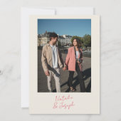 Moderne grillige handgeschreven retro foto bruilof kaart (Achterkant)