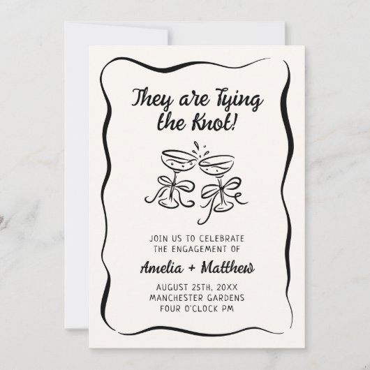 Moderne & grillige handgetekende verloving kaart (Voorkant)