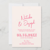 Moderne grillige heldere retro alles in één bruilo kaart (Voorkant)