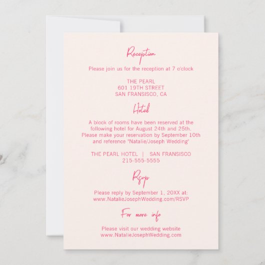 Moderne grillige heldere retro alles in één bruilo kaart (Achterkant)