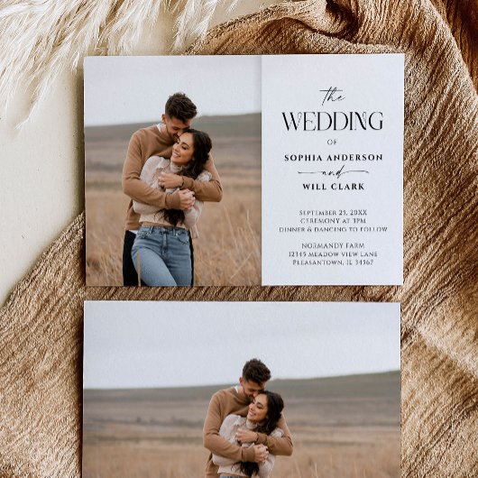 Moderne grillige huwelijksuitnodiging met foto kaart