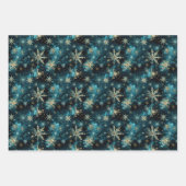 Moderne grillige kerst marine sneeuwvlokken inpakpapier vel (Voorkant)