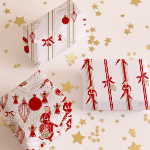 Moderne grillige kerst ornamenten inpakpapier vel