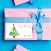 Moderne grillige kerstboom | Achternaam Rechthoekige Sticker