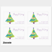 Moderne grillige kerstboom | Achternaam Rechthoekige Sticker (Vel)