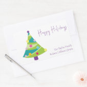 Moderne grillige kerstboom | Achternaam Rechthoekige Sticker (Envelop)