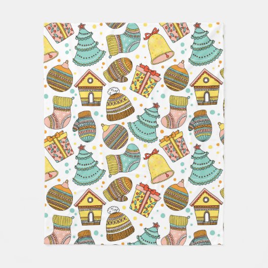 Moderne grillige kerstvakantie feestelijke patroon fleece deken (Voorkant)
