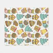 Moderne grillige kerstvakantie feestelijke patroon fleece deken (Voorkant (Horizontaal))