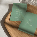 Moderne grillige kleurrijke Bright Fun Boho bruilo Menu<br><div class="desc">Een kleurrijke retro funky moderne lichte bruiloft diner menu. Die chique sjabloon ontwerp van boho  groene achtergrond en witte typografie en met de hand geschreven menu in het wit. Perfect en passend bij de hele grillige met de hand geletterde suite.</div>