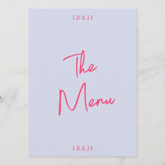 Moderne grillige kleurrijke heldere retro bruiloft menu (Achterkant)