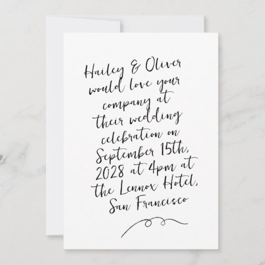 Moderne grillige krabbel doedel bruiloft kaart (Voorkant)