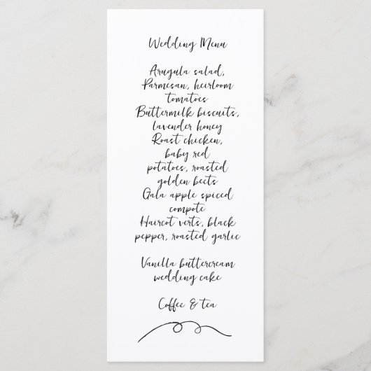 Moderne grillige krabbel doedel bruiloft menu (Voorkant)