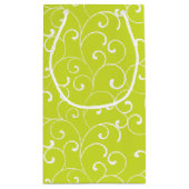 Moderne grillige krullen als groen klein cadeauzakje (Achterkant)