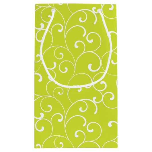 Moderne grillige krullen als groen klein cadeauzakje (Achterkant)