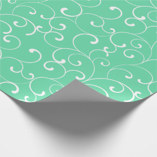 Moderne grillige krullen patroon Aqua Cadeaupapier