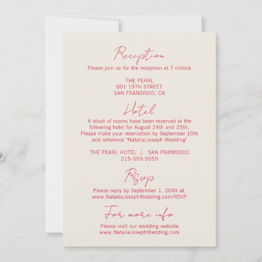 Moderne grillige leuke retro alles in één bruiloft kaart (Achterkant)