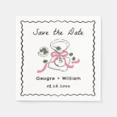 Moderne & grillige Martini Hand getrokken bruiloft Servet (Voorkant)