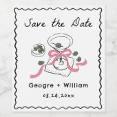 Moderne & grillige Martini Hand getrokken bruiloft Wijn Etiket (Enkel label)