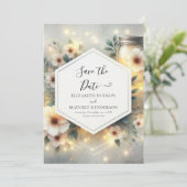 Moderne grillige Mason Jar bruiloft Save The Date (Staand voorkant)