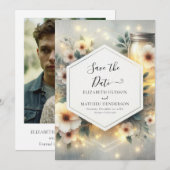 Moderne grillige Mason Jar bruiloft Save The Date (Voorkant / Achterkant)