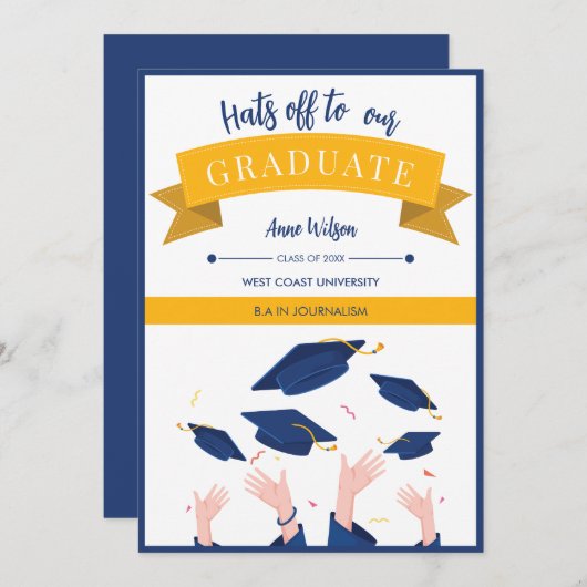 Moderne grillige Petten van Afstuderen Aankondiging (Voorkant / Achterkant)