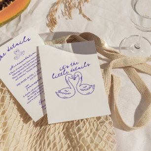 Moderne grillige Retro  70s bruiloft details Informatiekaartje