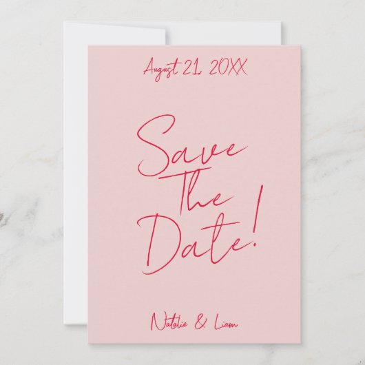Moderne grillige roze rode kleurrijke retro bruilo save the date (Voorkant)