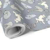 Moderne grillige slapende honden - Vanille op grij Cadeaupapier (Rol Hoek)