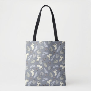 Moderne grillige slapende honden - Vanille op grij Tote Bag
