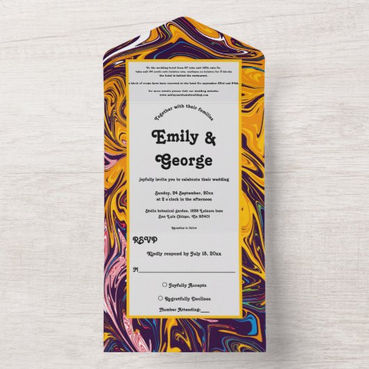 Moderne grillige stijlvolle kleurrijke Abstracte b All In One Uitnodiging (Binnen)