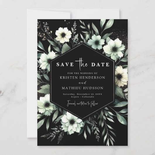 Moderne grillige typografie Sage Green Wedding Save The Date (Voorkant)