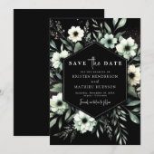Moderne grillige typografie Sage Green Wedding Save The Date (Voorkant / Achterkant)