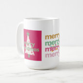 Moderne grillige vrolijk roze kerst Mok (Voorkant links)