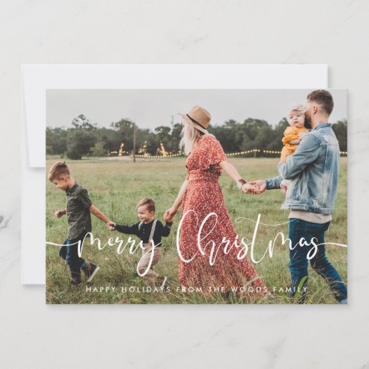 Moderne grillige vrolijke kerstfoto feestdagenkaart (Voorkant)