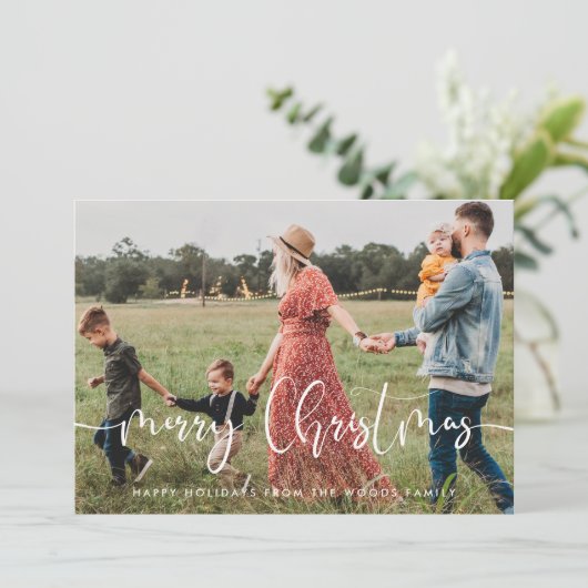 Moderne grillige vrolijke kerstfoto feestdagenkaart (Staand voorkant)