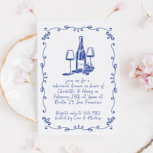 Moderne grillige wijn Doodle repetitie diner Kaart