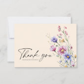 Moderne grillige Wildflower bruiloft Bedankkaart (Voorkant)