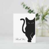 Moderne grillige zwarte kat bruiloft dank u briefkaart (Staand voorkant)