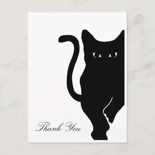 Moderne grillige zwarte kat bruiloft dank u briefkaart (Voorkant)