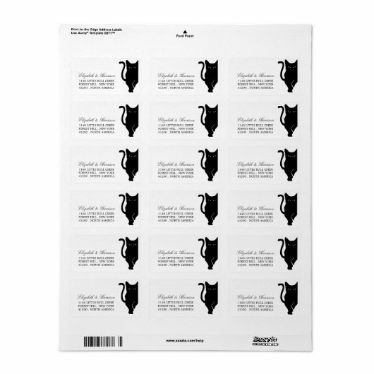 Moderne grillige zwarte kat bruiloft etiket (Full Sheet)