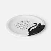 Moderne grillige zwarte kat bruiloft papieren bordje (Gekanteld)